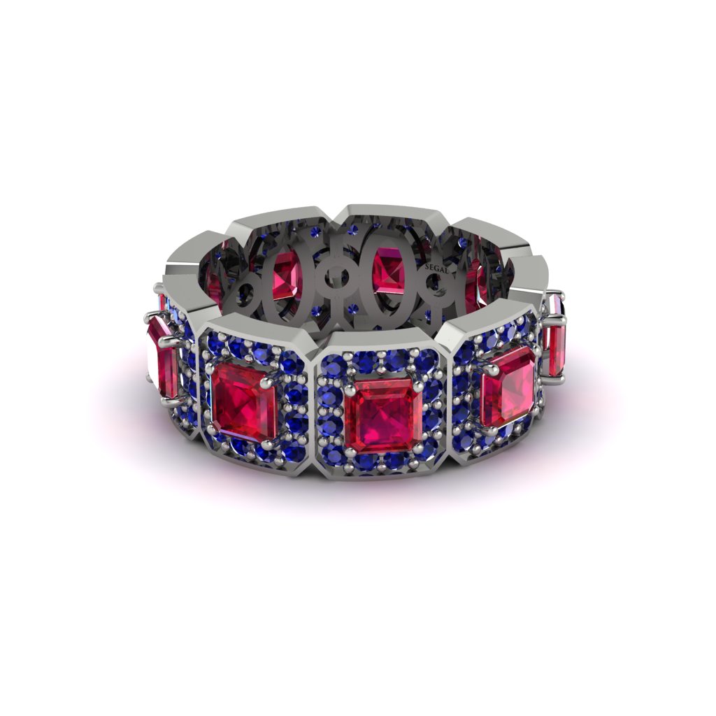 Emerald-Cut Ruby Eternity Wedding Ring - Fatima No. 72