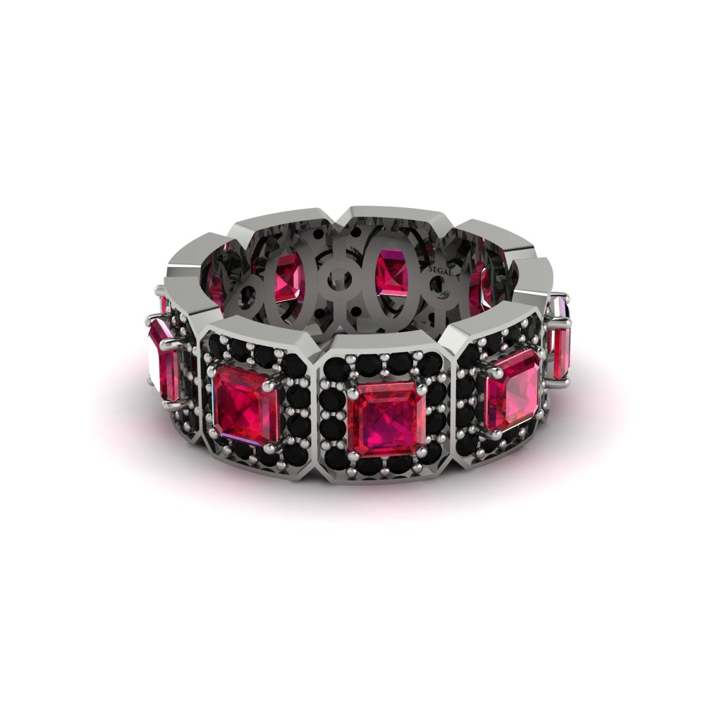 Emerald-Cut Ruby Eternity Wedding Ring - Fatima No. 42