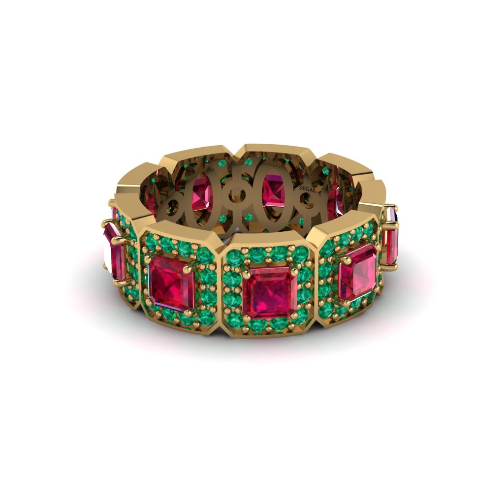 Emerald-Cut Ruby Eternity Wedding Ring - Fatima No. 25