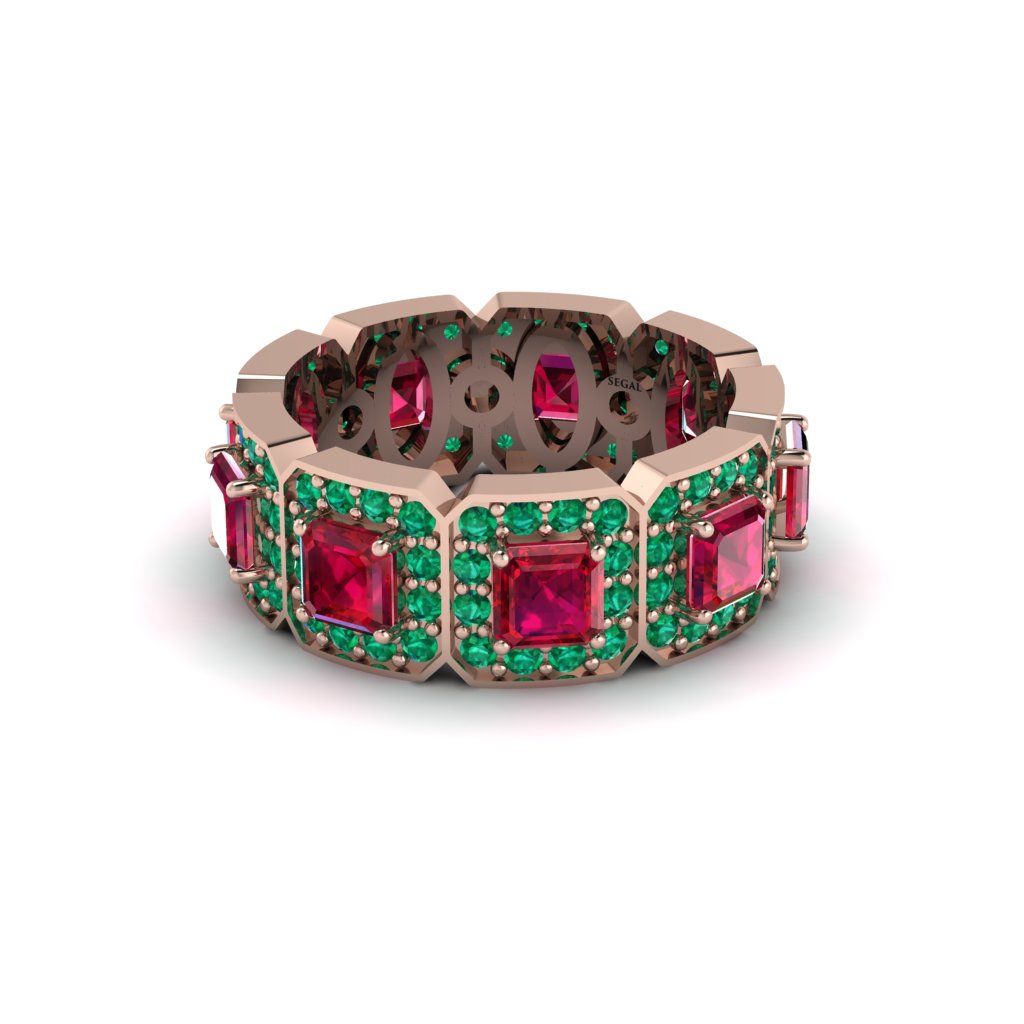 Emerald-Cut Ruby Eternity Wedding Ring - Fatima No. 26