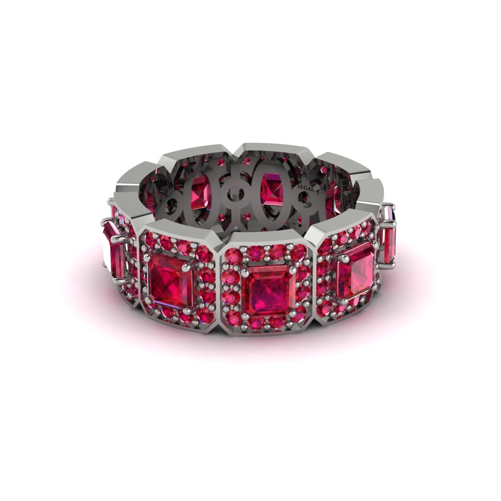 Emerald-Cut Ruby Eternity Wedding Ring - Fatima No. 57