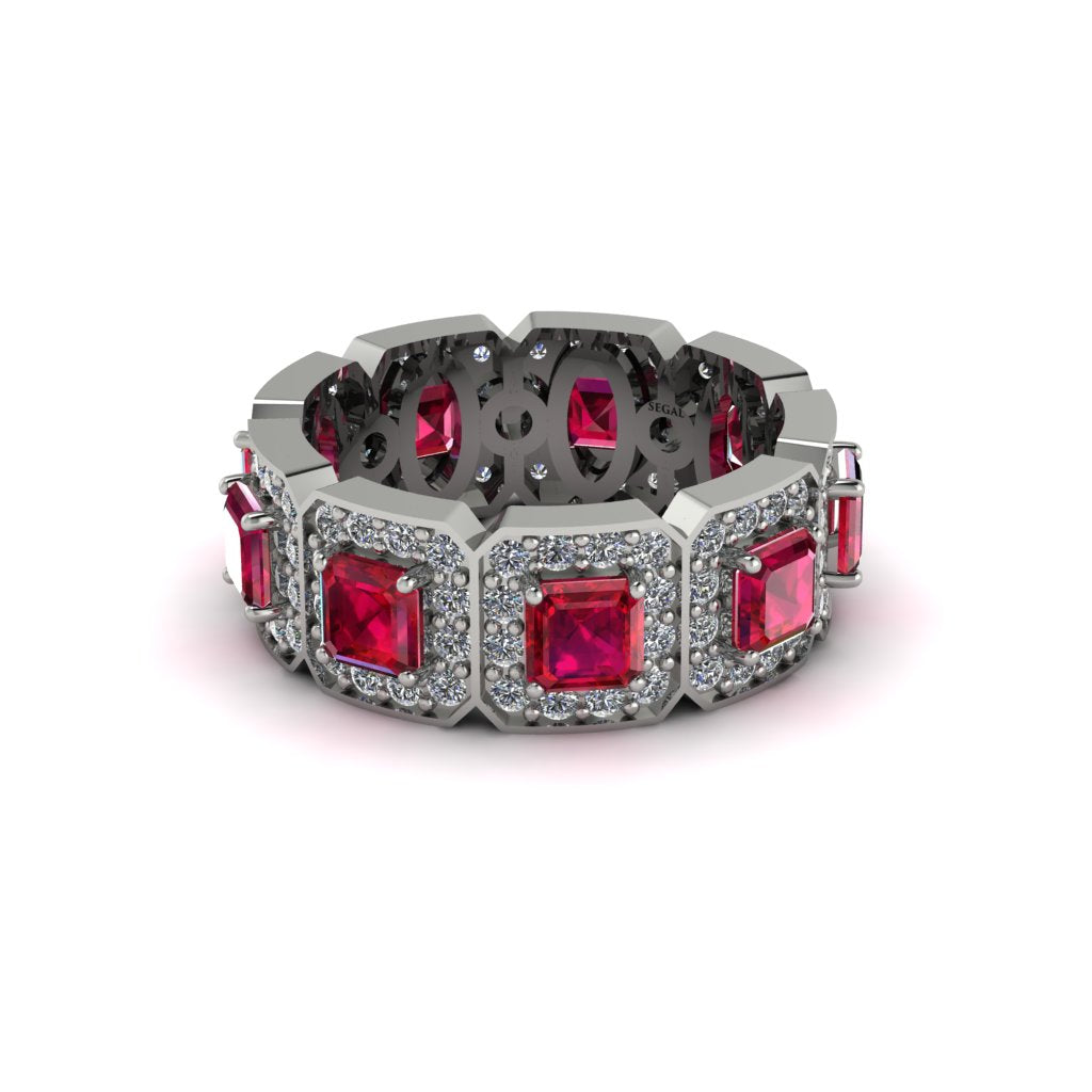 Emerald-Cut Ruby Eternity Wedding Ring - Fatima No. 12