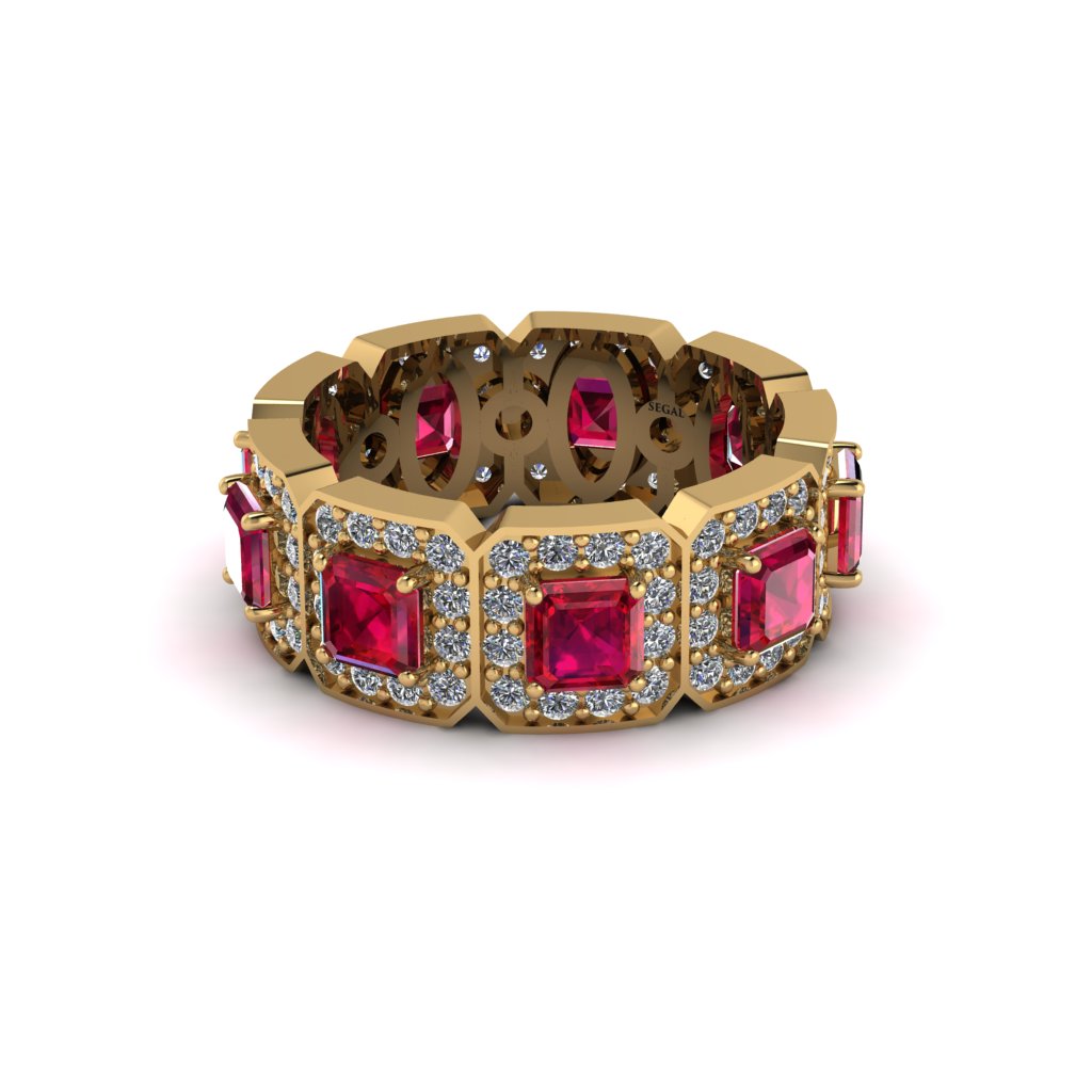 Emerald-Cut Ruby Eternity Wedding Ring - Fatima No. 10