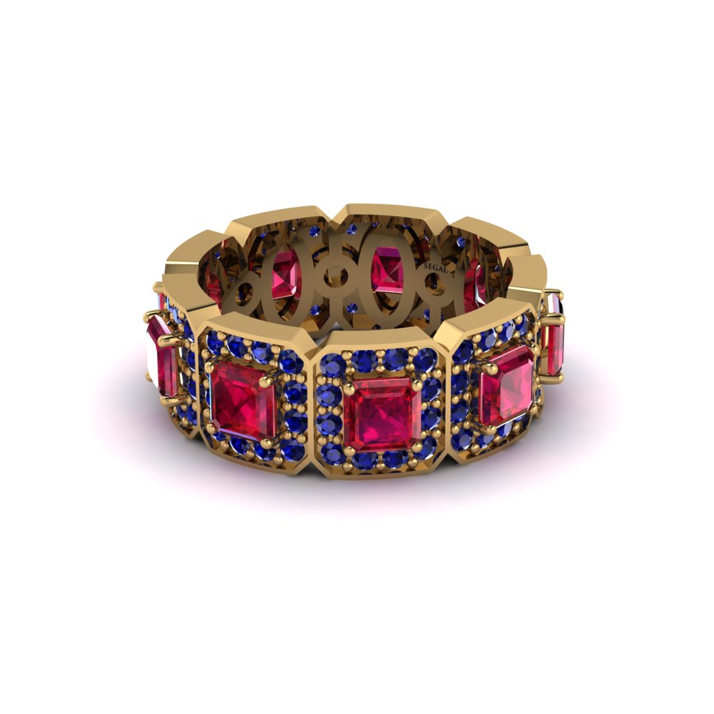 Emerald-Cut Ruby Eternity Wedding Ring - Fatima No. 70
