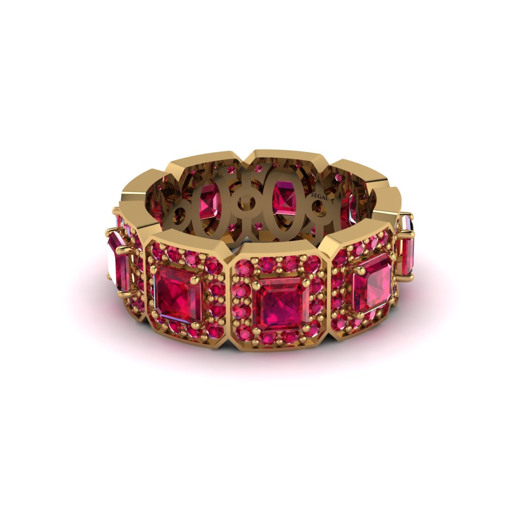 Emerald-Cut Ruby Eternity Wedding Ring - Fatima No. 55