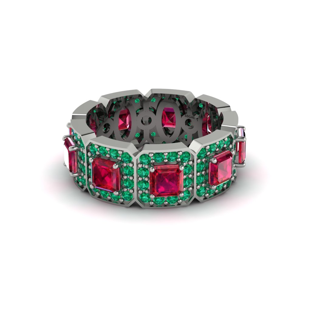 Emerald-Cut Ruby Eternity Wedding Ring - Fatima No. 27