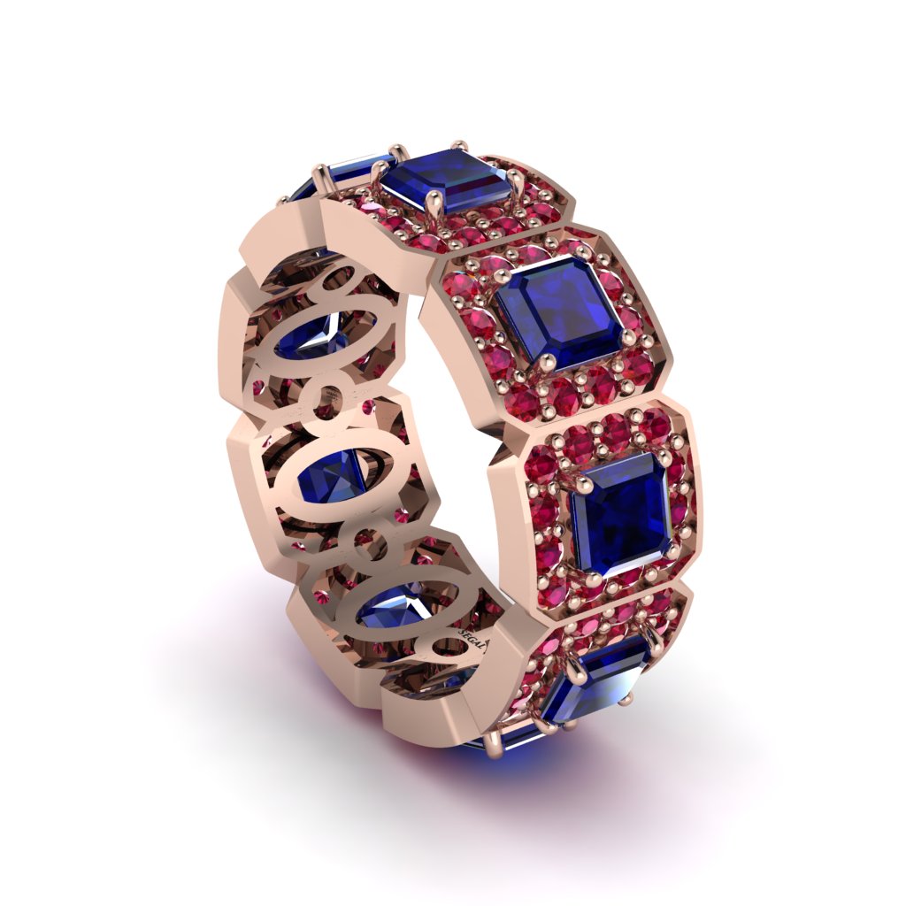 Emerald-Cut Sapphire Eternity Wedding Ring - Fatima No. 59