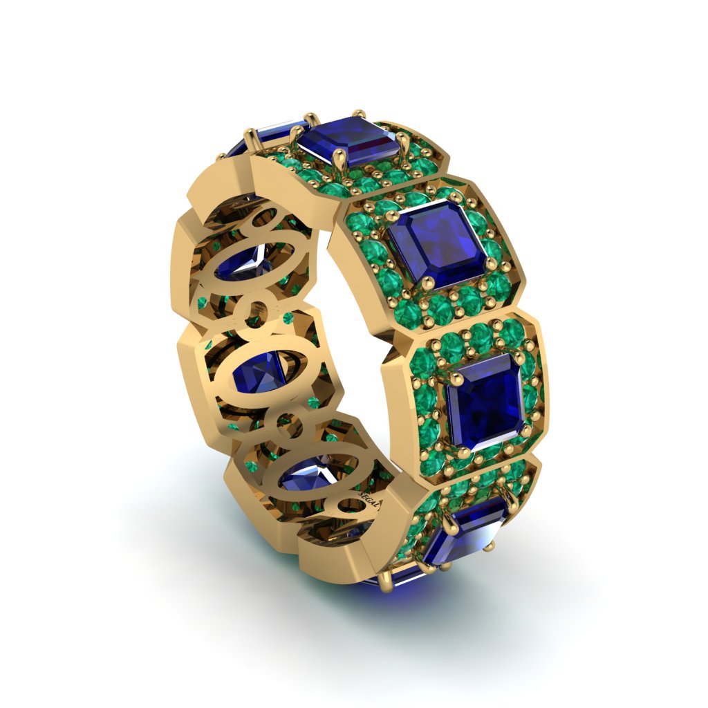 Emerald-Cut Sapphire Eternity Wedding Ring - Fatima No. 28