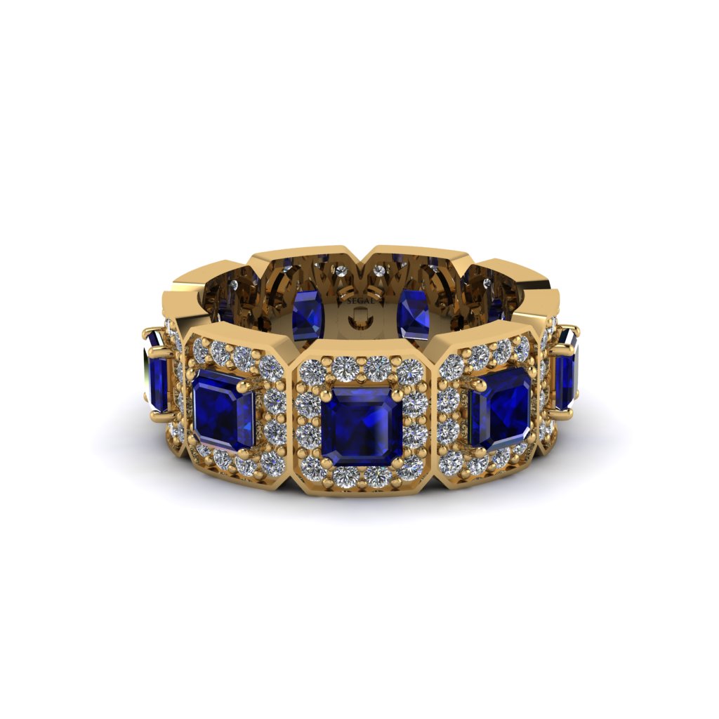 Emerald-Cut Sapphire Eternity Wedding Ring - Fatima No. 13