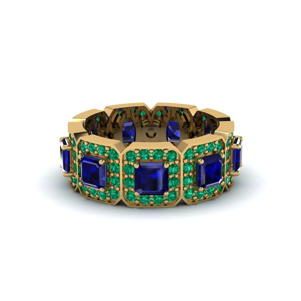 Emerald-Cut Sapphire Eternity Wedding Ring - Fatima No. 28