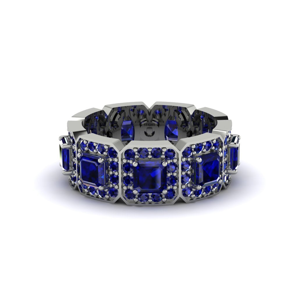 Emerald-Cut Sapphire Eternity Wedding Ring - Fatima No. 75