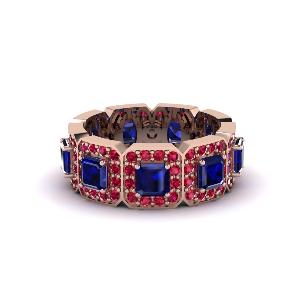 Emerald-Cut Sapphire Eternity Wedding Ring - Fatima No. 59