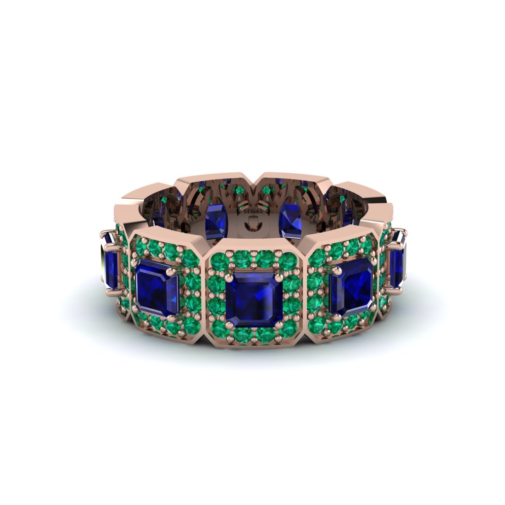 Emerald-Cut Sapphire Eternity Wedding Ring - Fatima No. 29