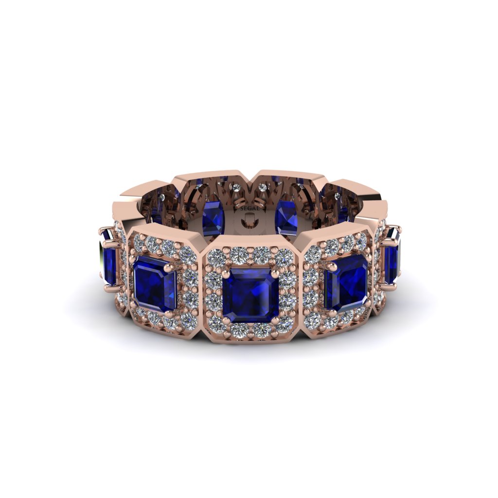 Emerald-Cut Sapphire Eternity Wedding Ring - Fatima No. 14