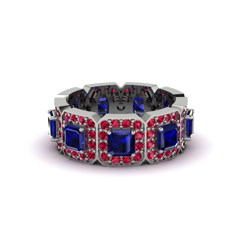 Emerald-Cut Sapphire Eternity Wedding Ring - Fatima No. 60