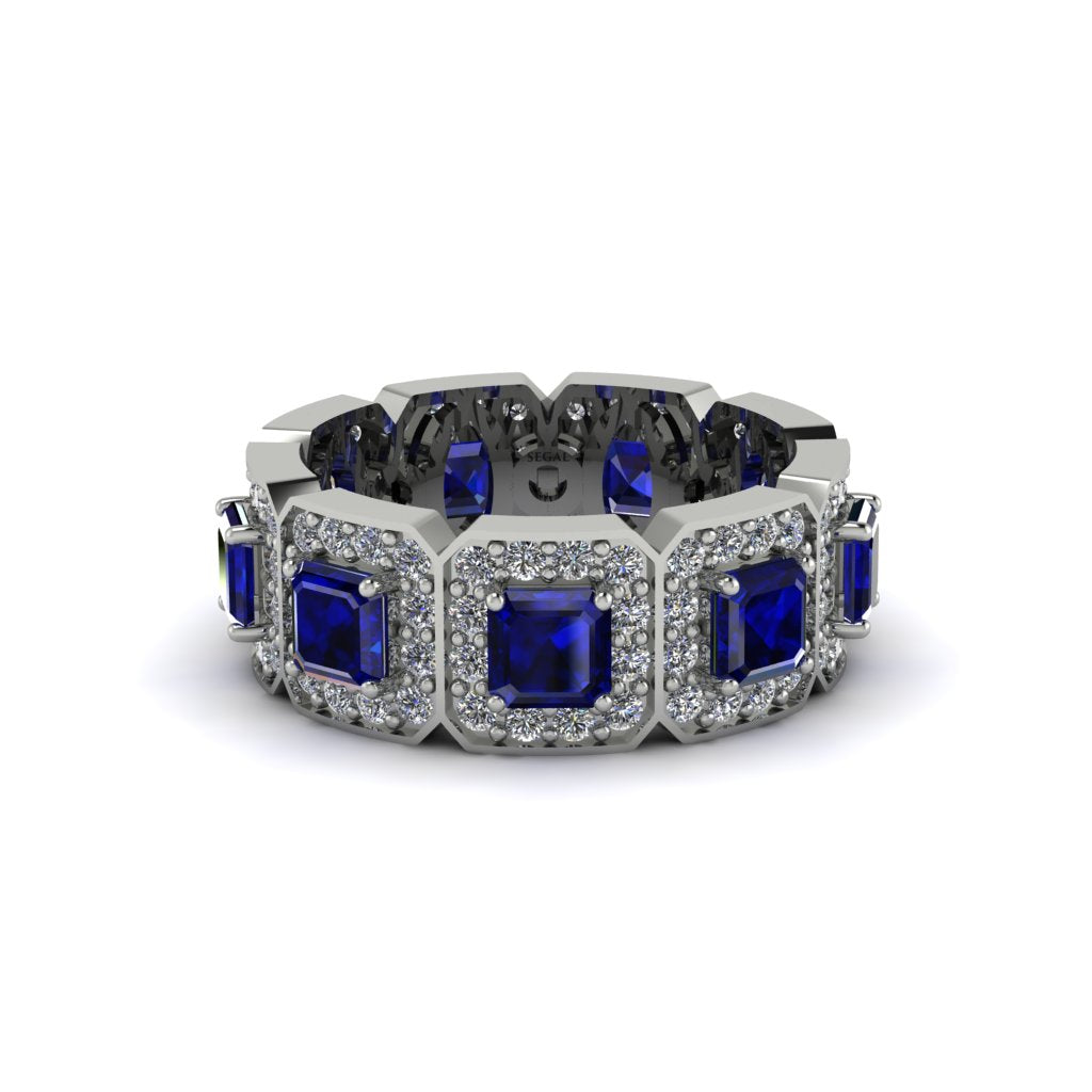 Emerald-Cut Sapphire Eternity Wedding Ring - Fatima No. 15