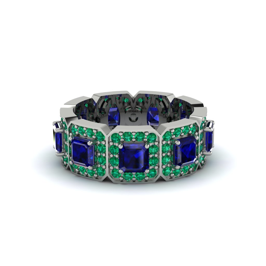 Emerald-Cut Sapphire Eternity Wedding Ring - Fatima No. 30