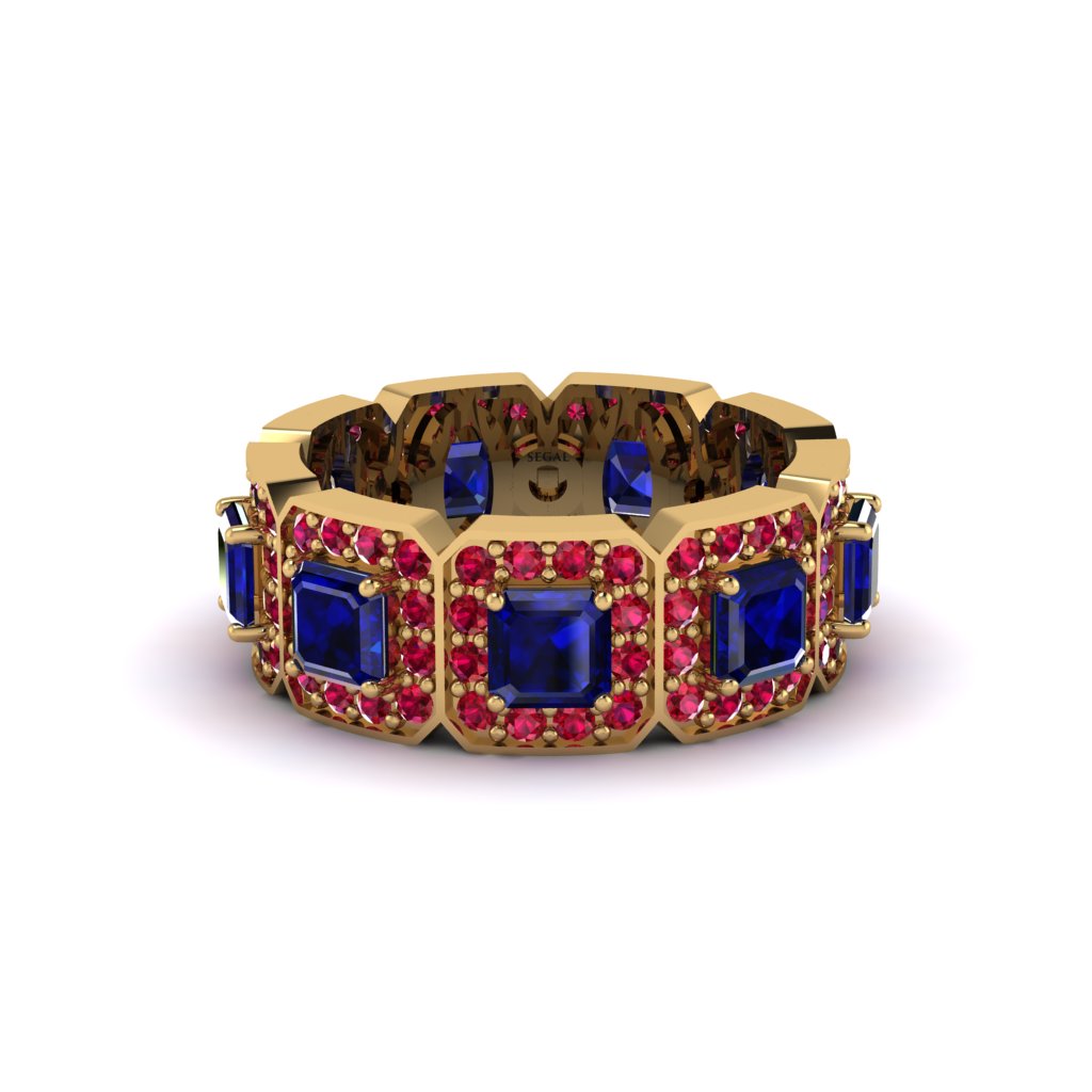 Emerald-Cut Sapphire Eternity Wedding Ring - Fatima No. 58