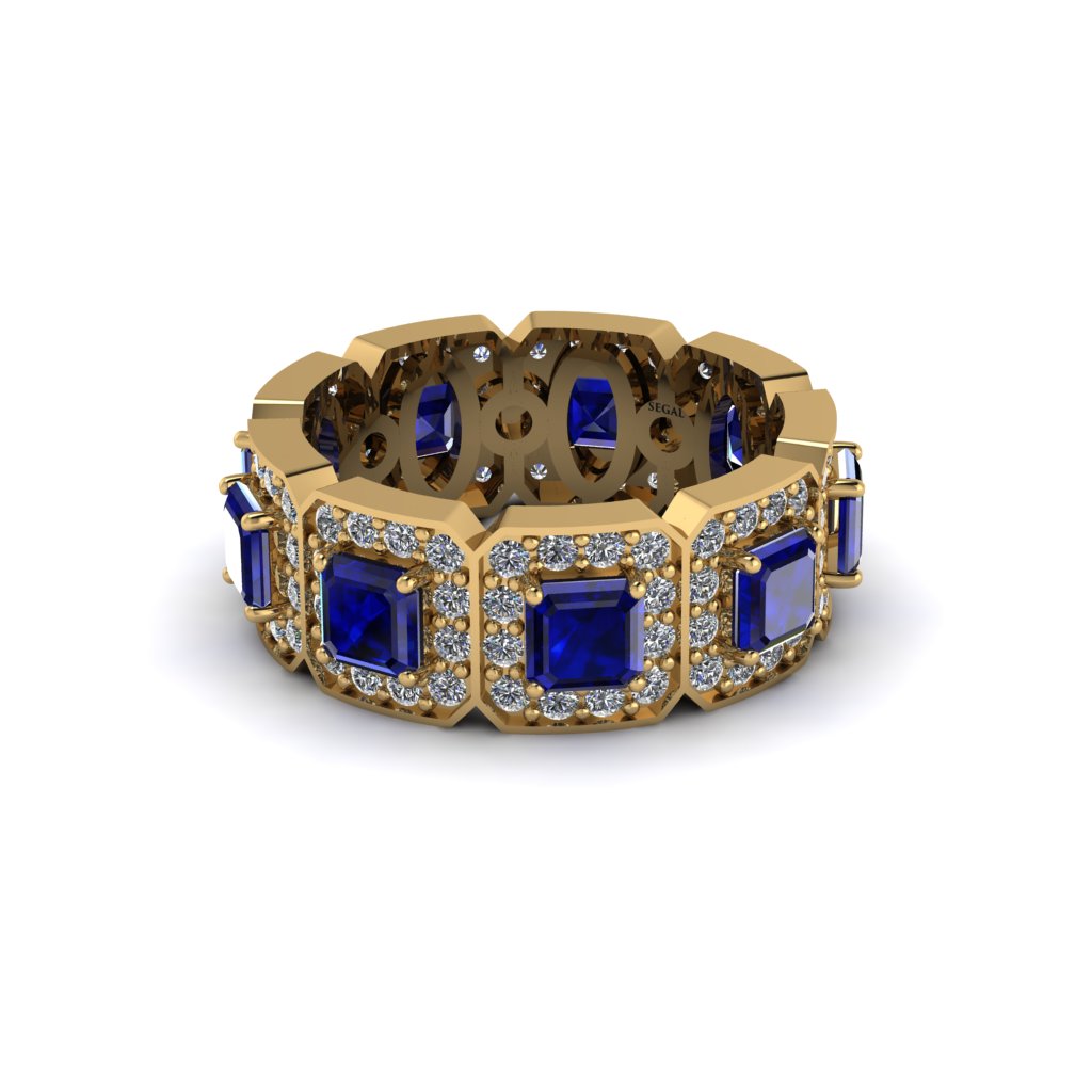Emerald-Cut Sapphire Eternity Wedding Ring - Fatima No. 13