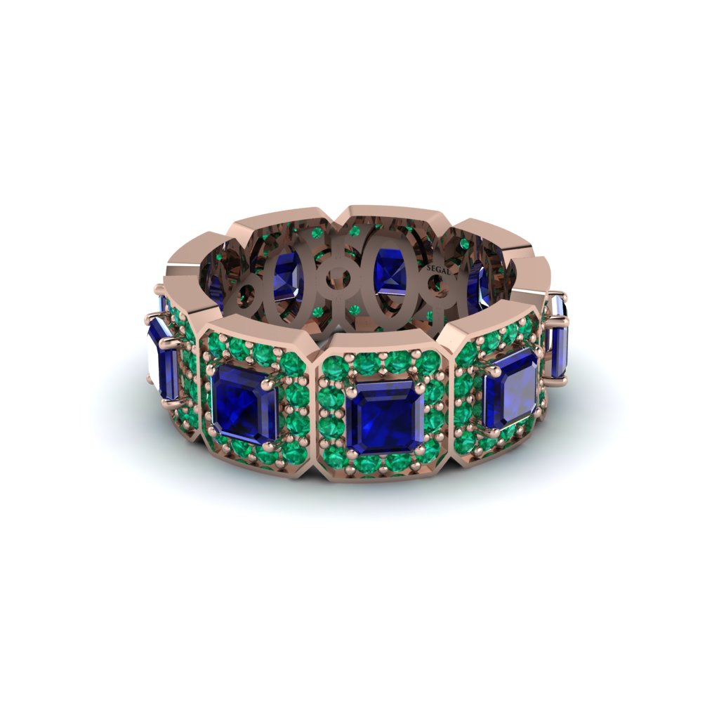 Emerald-Cut Sapphire Eternity Wedding Ring - Fatima No. 29