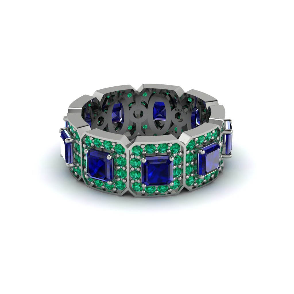 Emerald-Cut Sapphire Eternity Wedding Ring - Fatima No. 30