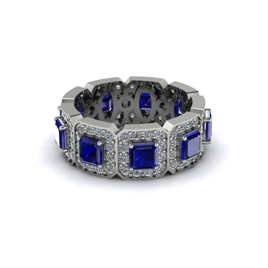 Emerald-Cut Sapphire Eternity Wedding Ring - Fatima No. 15