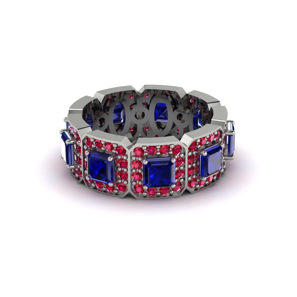 Emerald-Cut Sapphire Eternity Wedding Ring - Fatima No. 60
