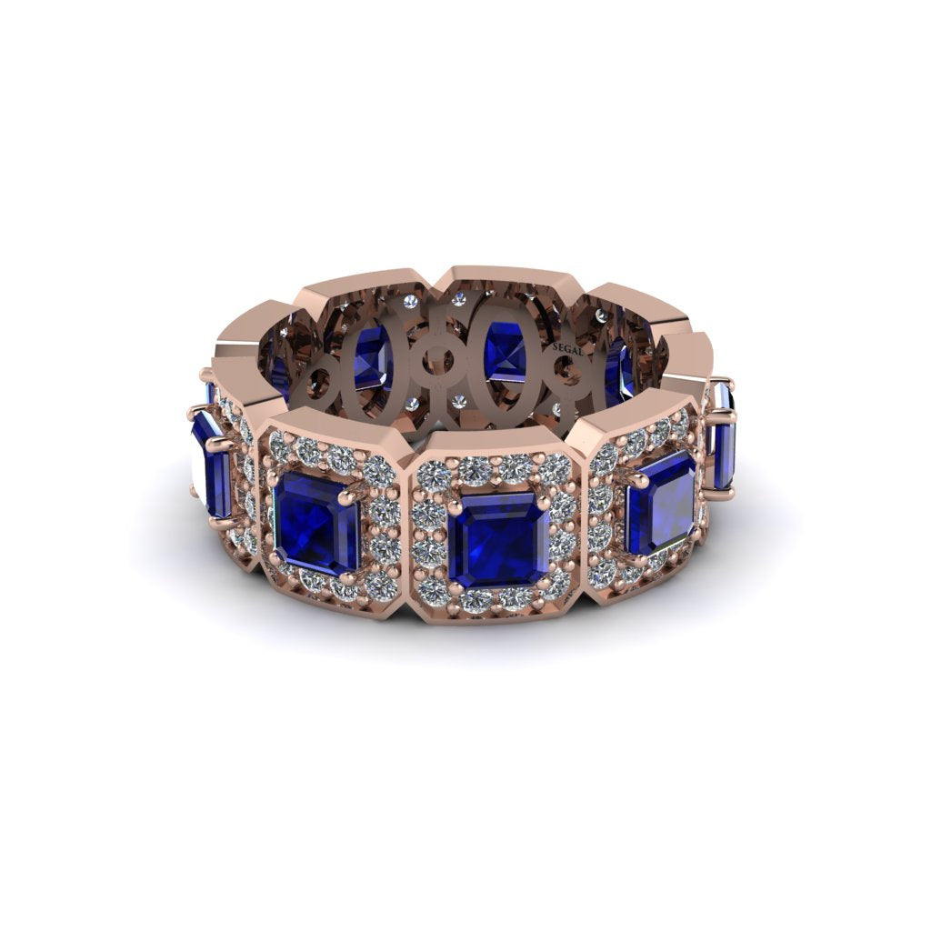 Emerald-Cut Sapphire Eternity Wedding Ring - Fatima No. 14