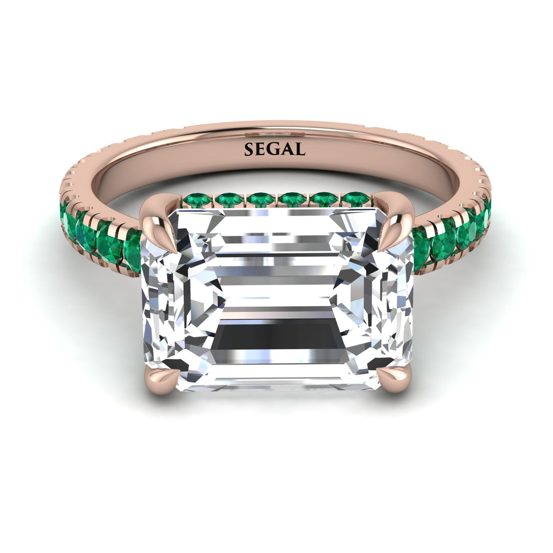Emerald-Cut Diamond Pavé Engagement Ring - Daphne No. 17