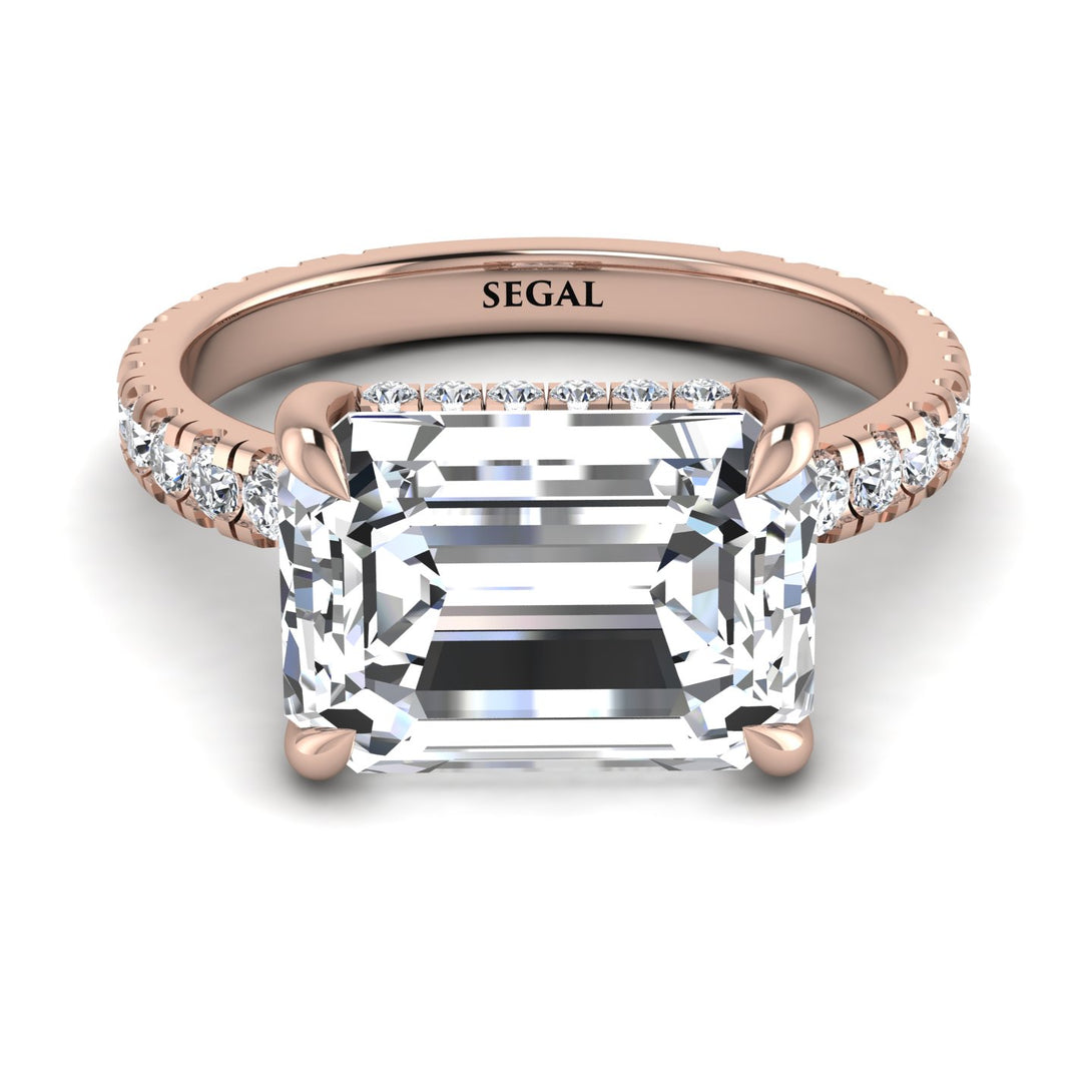 Emerald-Cut Diamond Pavé Engagement Ring - Daphne No. 2