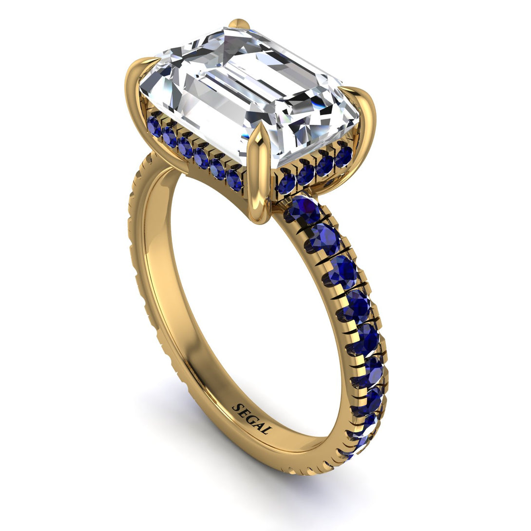 Emerald-Cut Diamond Pavé Engagement Ring - Daphne No. 61