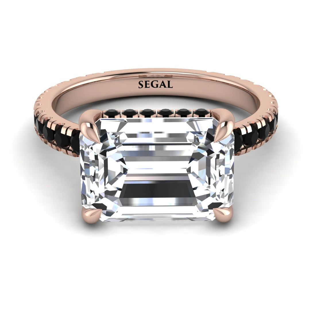 Emerald-Cut Diamond Pavé Engagement Ring - Daphne No. 32