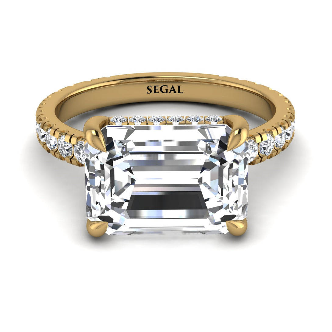 Emerald-Cut Diamond Pavé Engagement Ring - Daphne No. 1