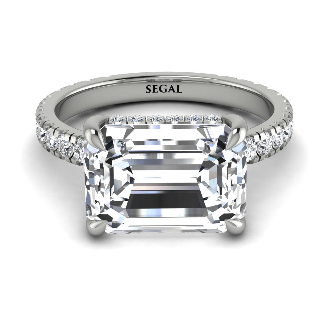 Emerald-Cut Diamond Pavé Engagement Ring - Daphne No. 3