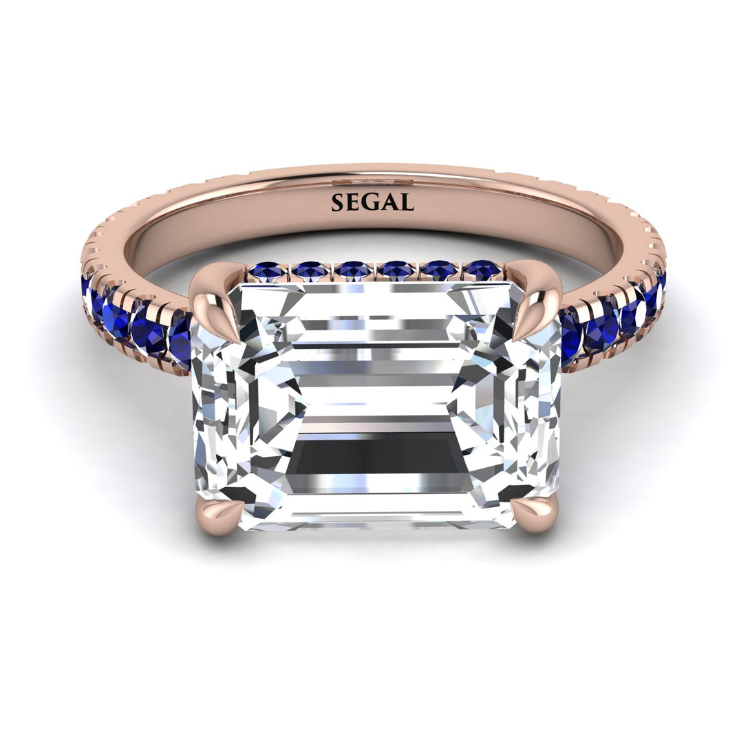 Emerald-Cut Diamond Pavé Engagement Ring - Daphne No. 62