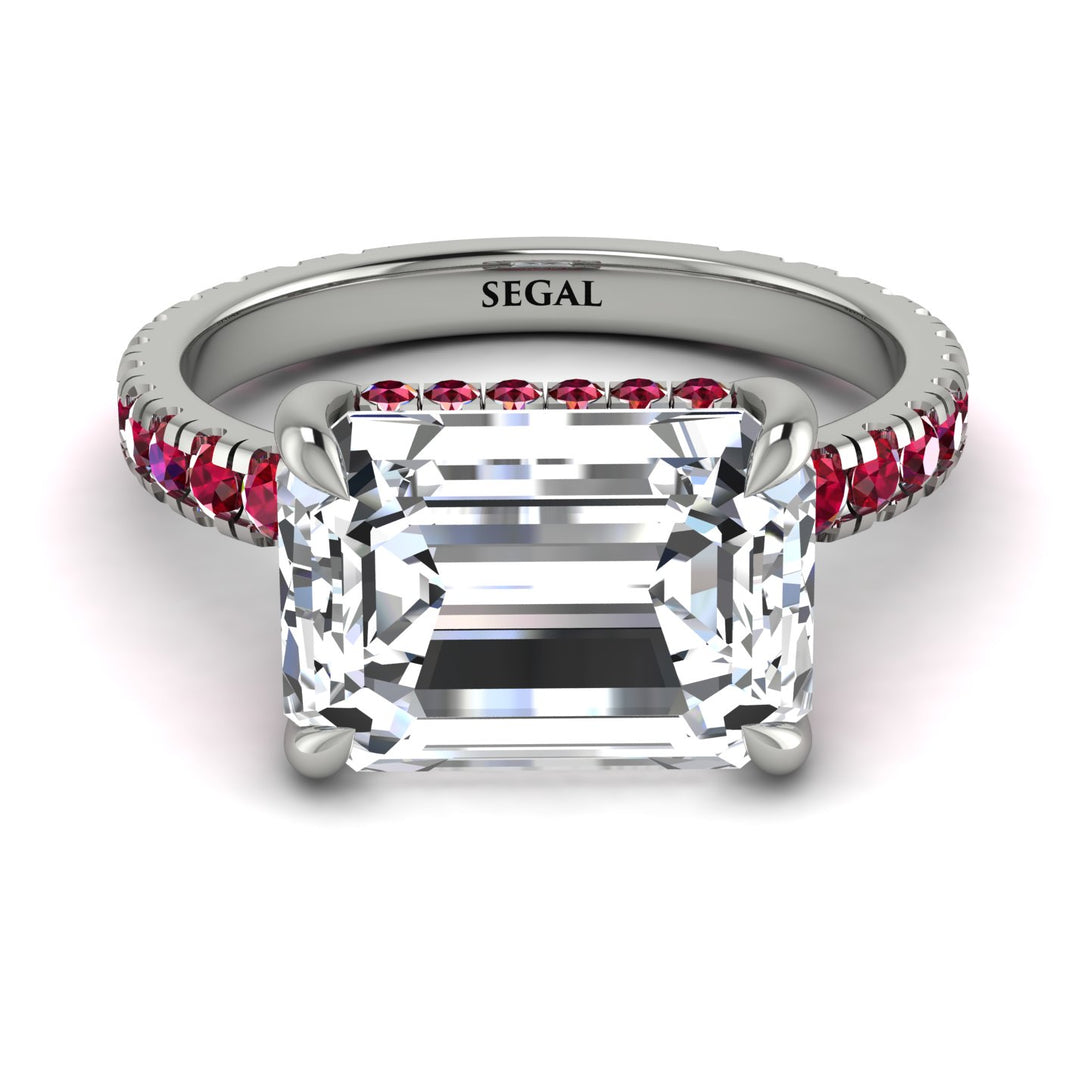 Emerald-Cut Diamond Pavé Engagement Ring - Daphne No. 48