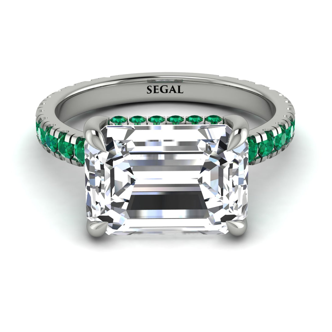 Emerald-Cut Diamond Pavé Engagement Ring - Daphne No. 18