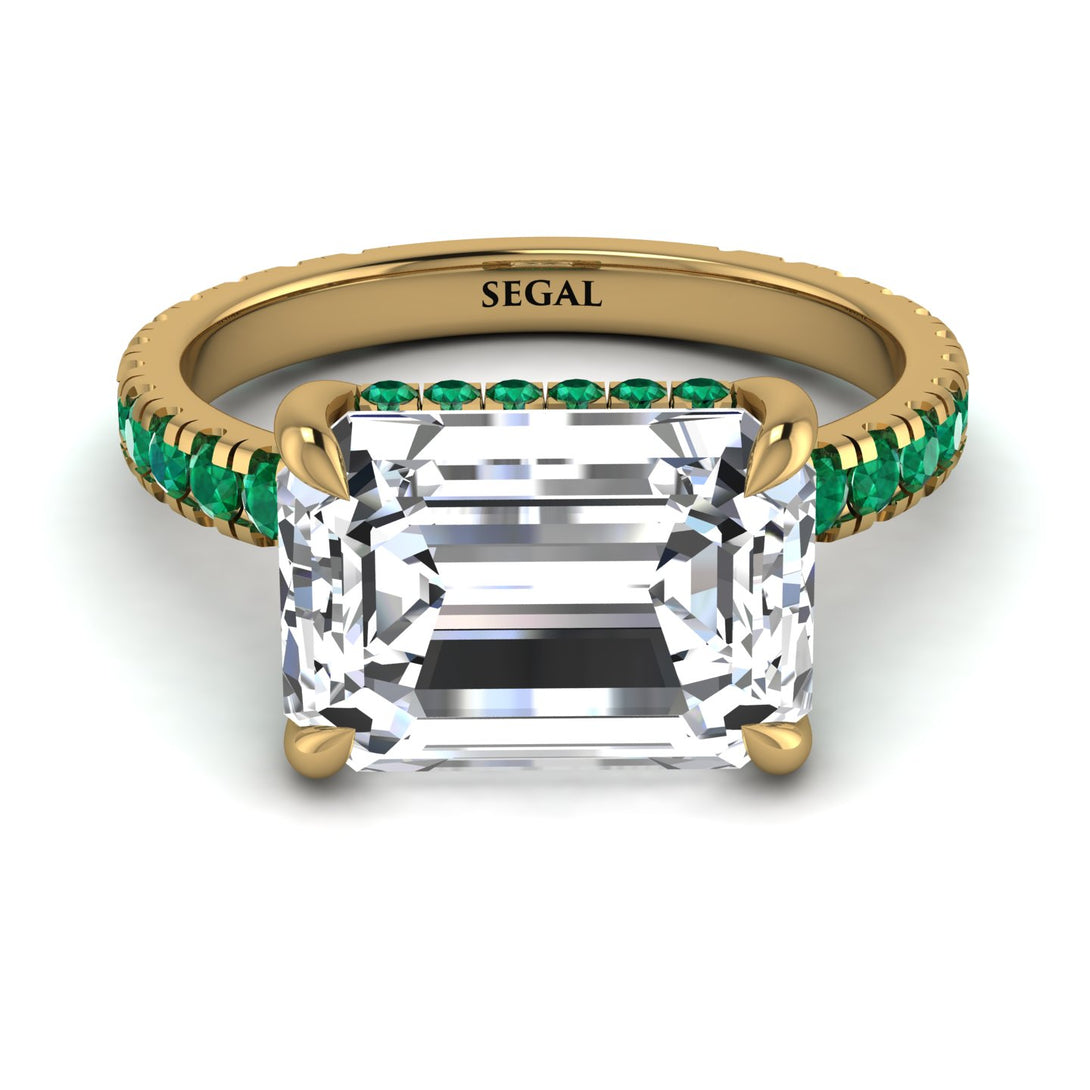 Emerald-Cut Diamond Pavé Engagement Ring - Daphne No. 16