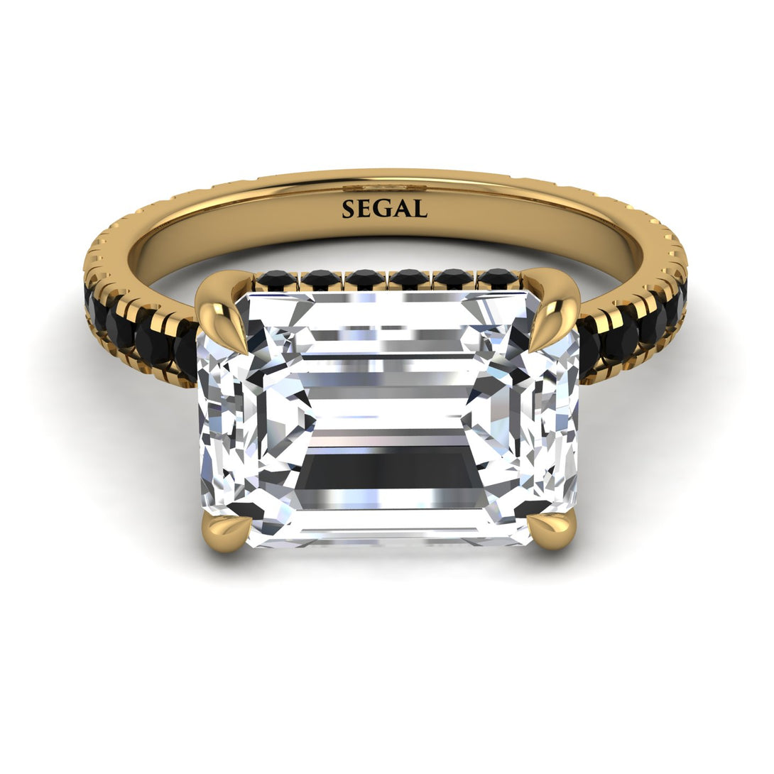 Emerald-Cut Diamond Pavé Engagement Ring - Daphne No. 31