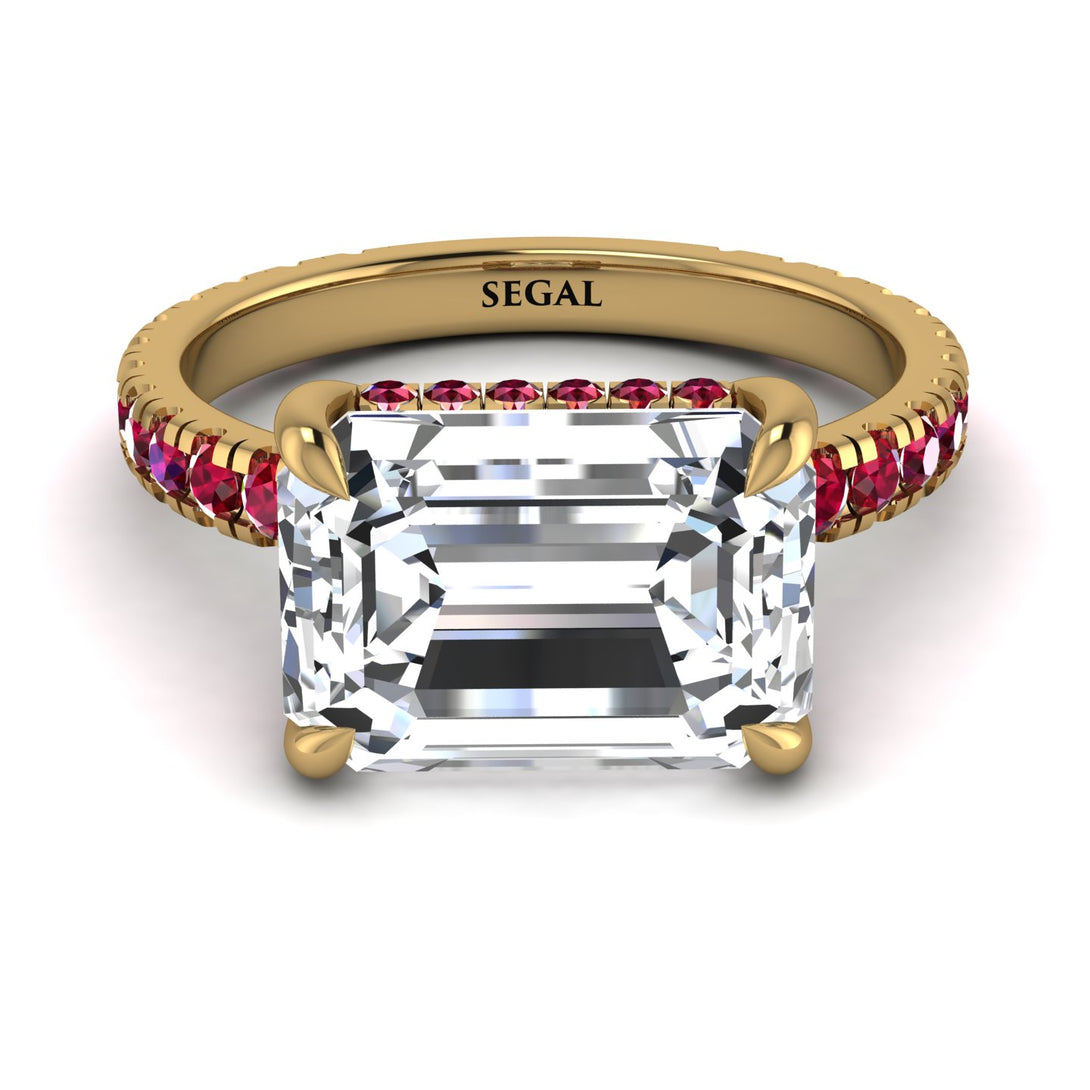 Emerald-Cut Diamond Pavé Engagement Ring - Daphne No. 46