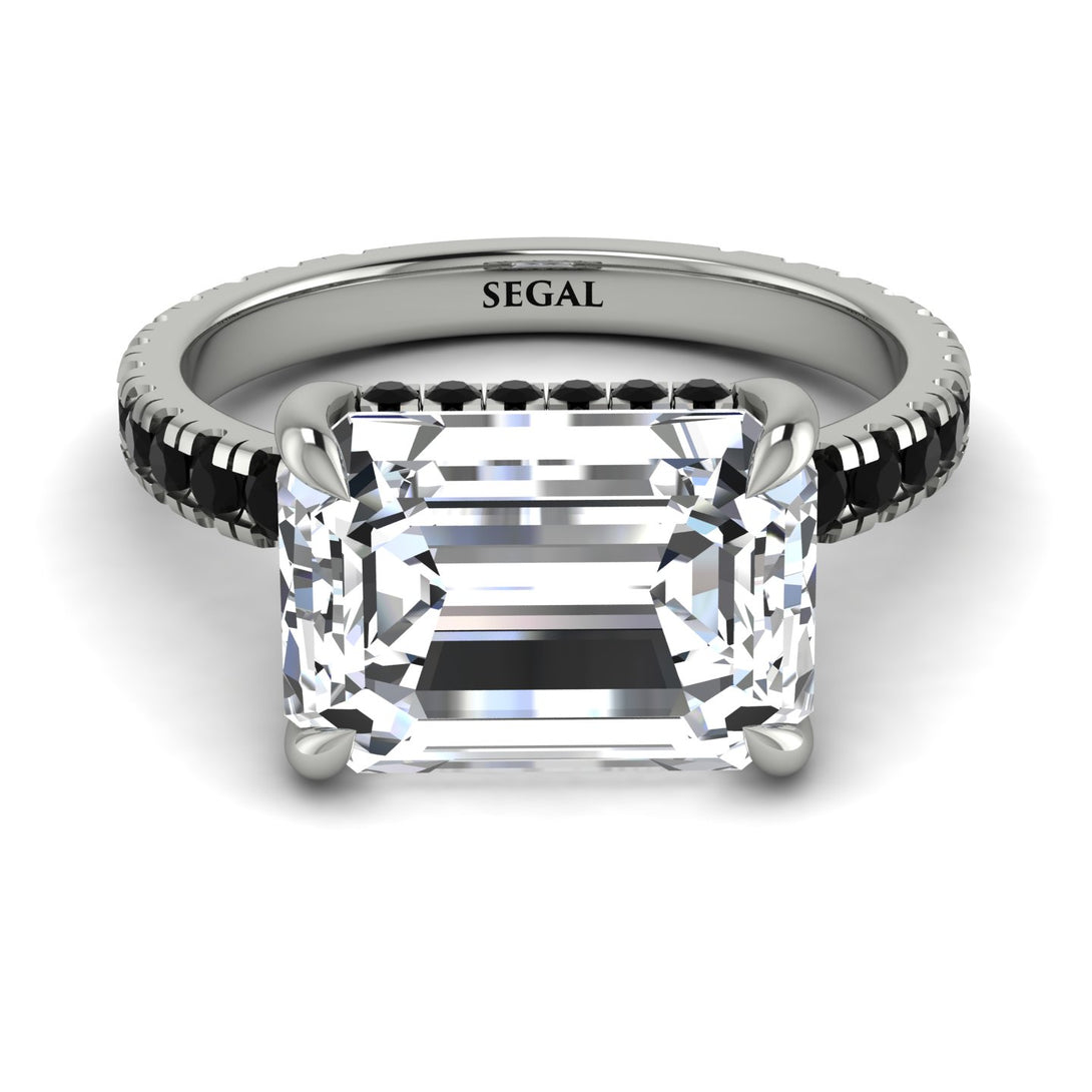 Emerald-Cut Diamond Pavé Engagement Ring - Daphne No. 33