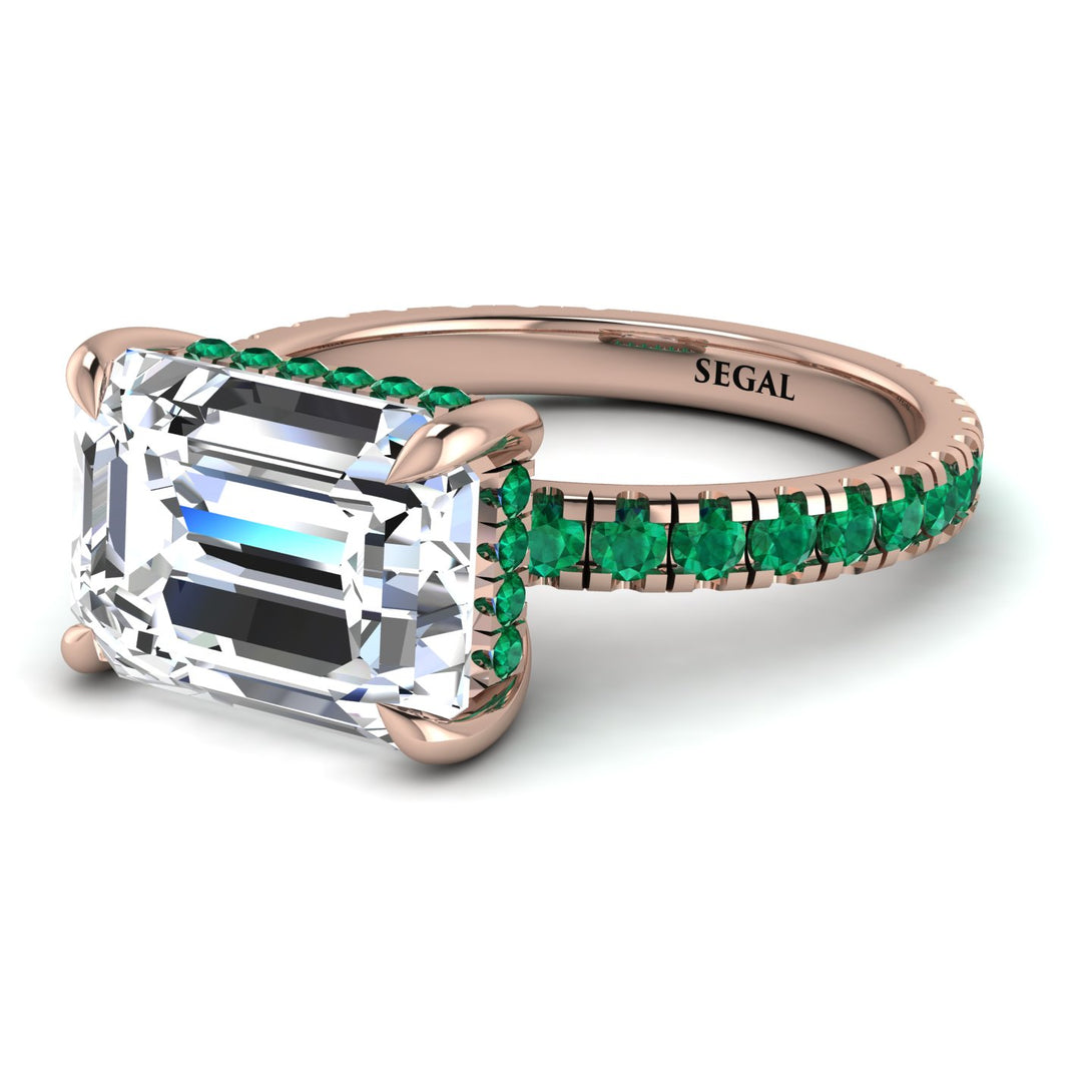 Emerald-Cut Diamond Pavé Engagement Ring - Daphne No. 17