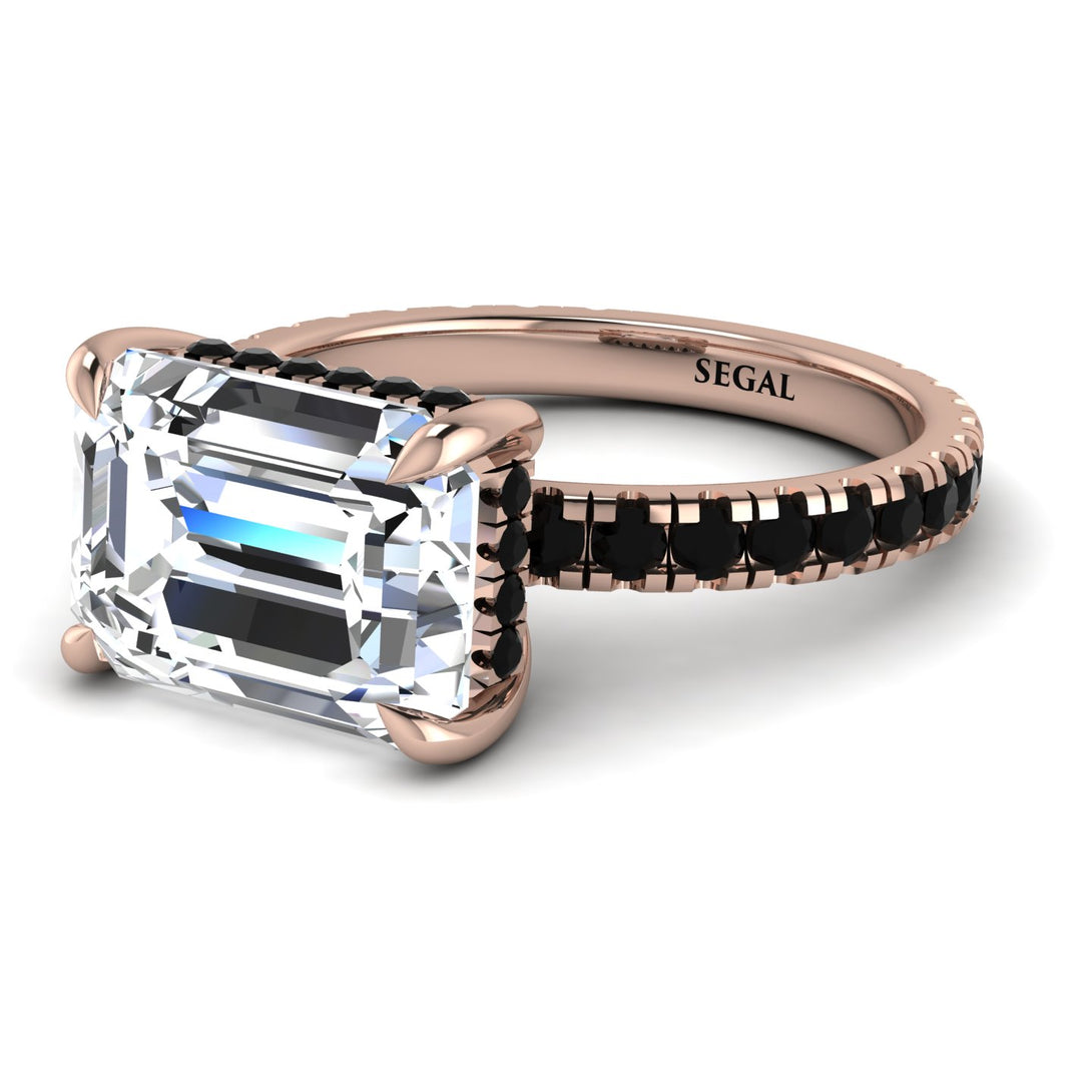 Emerald-Cut Diamond Pavé Engagement Ring - Daphne No. 32