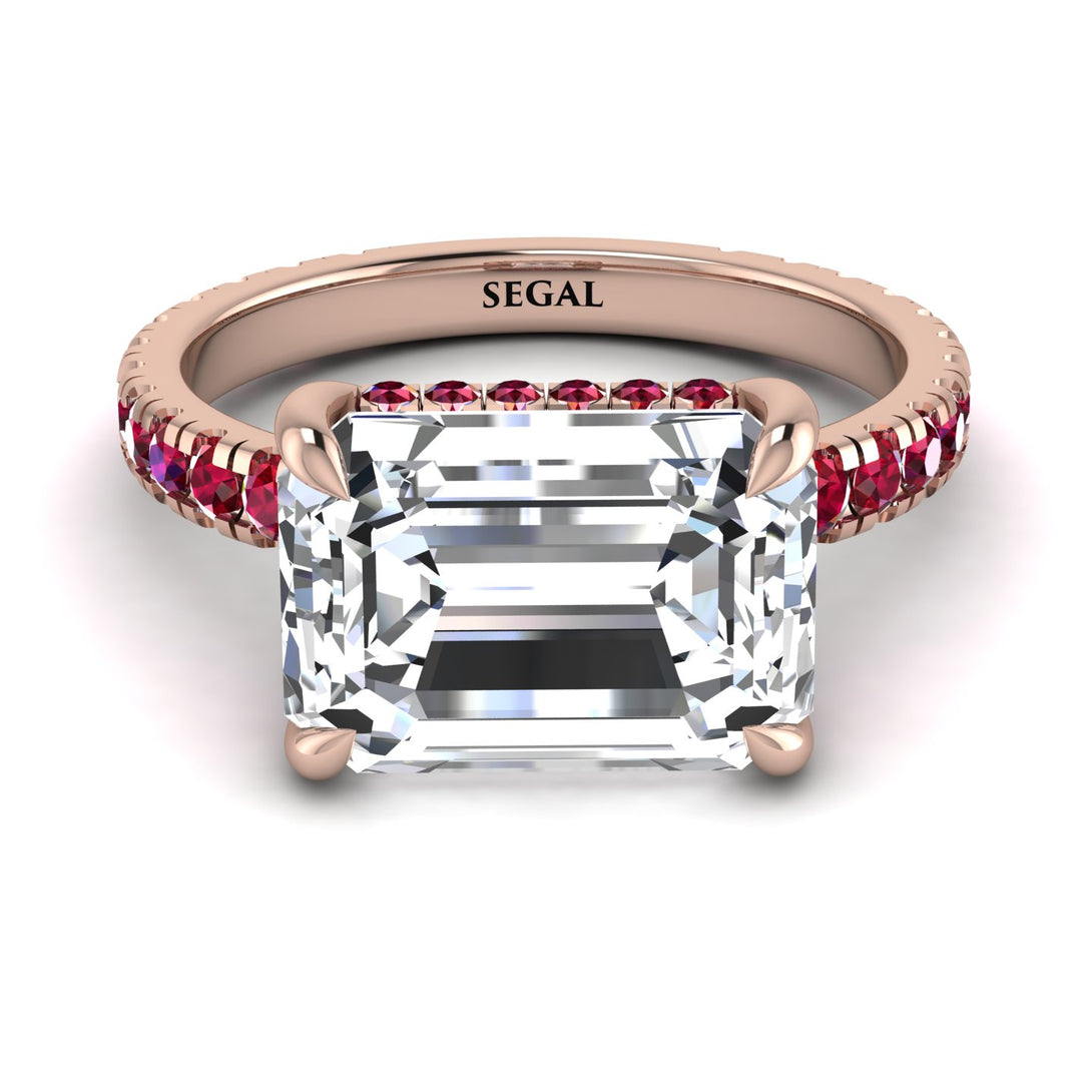 Emerald-Cut Diamond Pavé Engagement Ring - Daphne No. 47