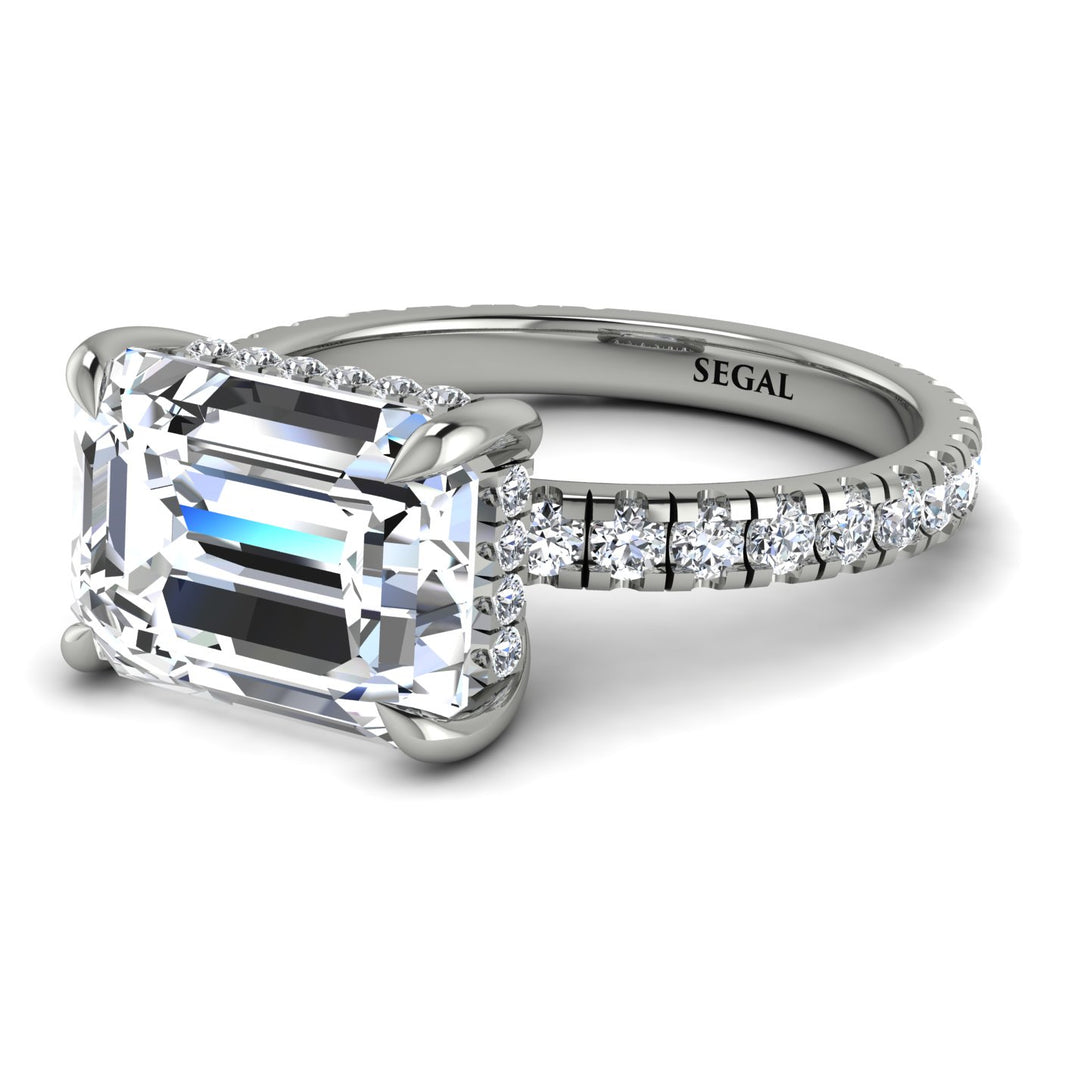 Emerald-Cut Diamond Pavé Engagement Ring - Daphne No. 3