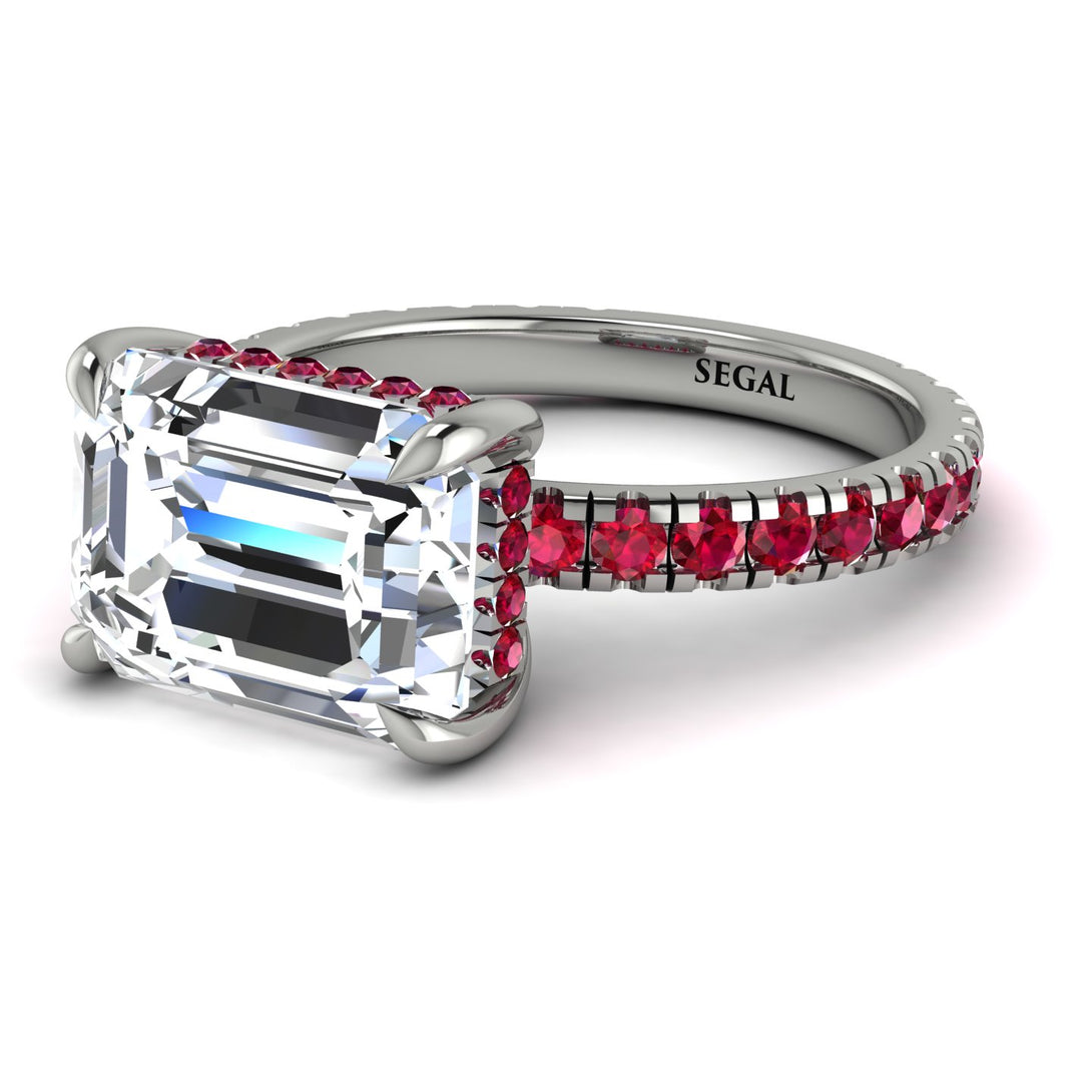 Emerald-Cut Diamond Pavé Engagement Ring - Daphne No. 48