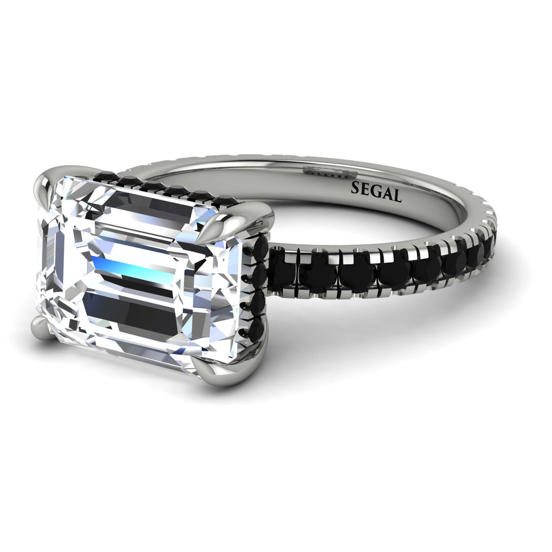 Emerald-Cut Diamond Pavé Engagement Ring - Daphne No. 33