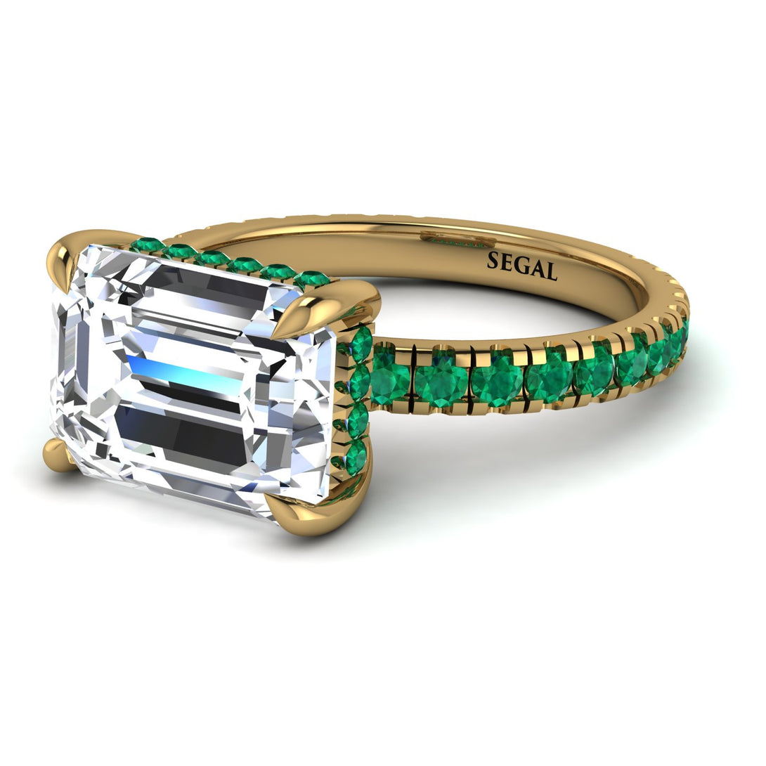 Emerald-Cut Diamond Pavé Engagement Ring - Daphne No. 16