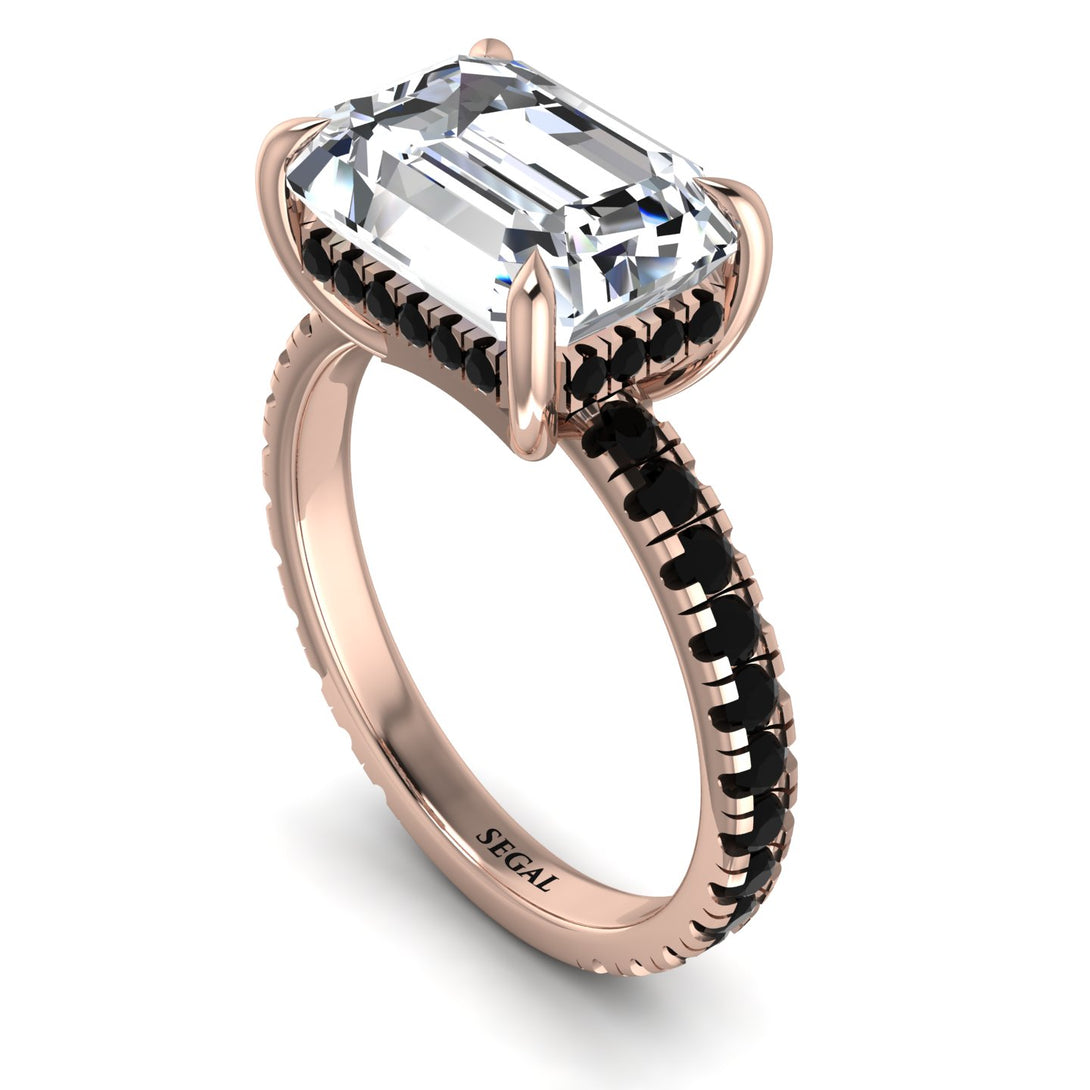 Emerald-Cut Diamond Pavé Engagement Ring - Daphne No. 32