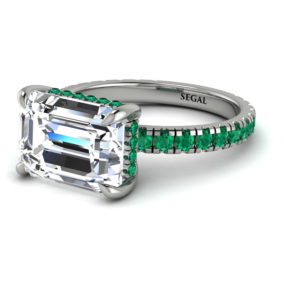 Emerald-Cut Diamond Pavé Engagement Ring - Daphne No. 18